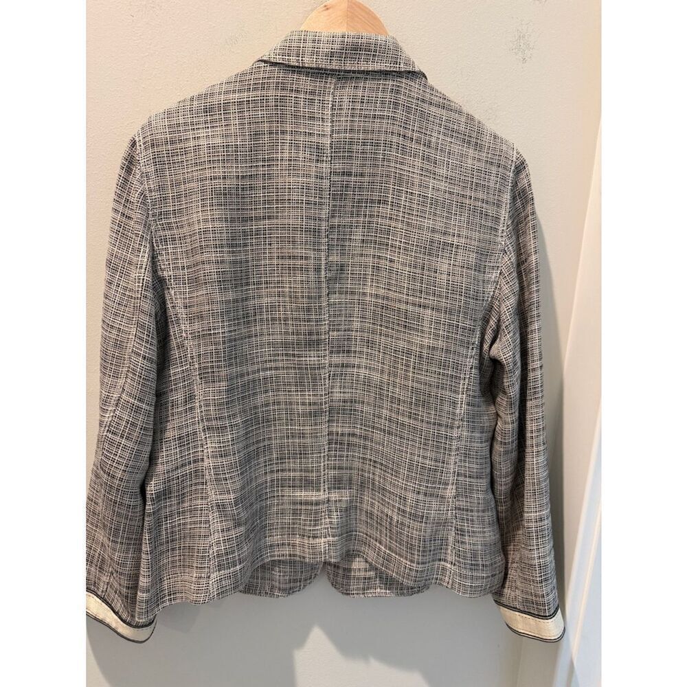 Armani Collezioni Linen blend Neutral Tweed Blazer 3 button closure size 10 - Picture 2 of 15